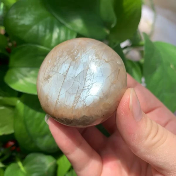 Peach Moonstone Palm Stone Healing Flashy Peach Moonstone Pocket Stone Wholesale Crystal Palms