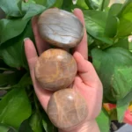 Peach Moonstone Palm Stone Healing Flashy Peach Moonstone Pocket Stone Wholesale Crystal Palms