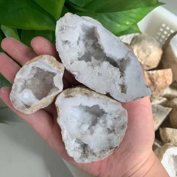 Raw Quartz Geode White Druzy Agate Cluster Natural Geode Wholesale