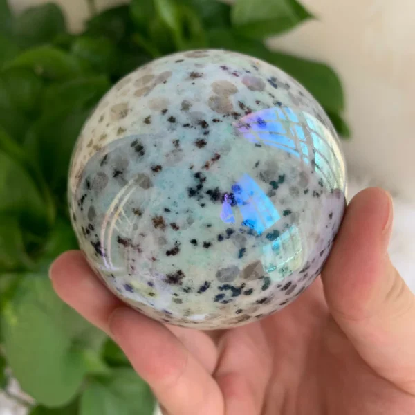 Aura Kiwi Jasper Sphere Wholesale Aura Coated Crystal Sphere Free Shipping