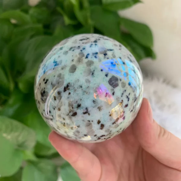 Aura Kiwi Jasper Sphere Wholesale Aura Coated Crystal Sphere Free Shipping