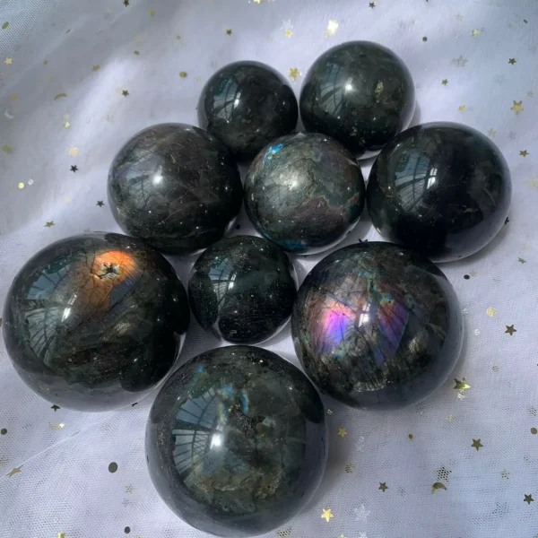 Labradorite Sphere Crystal Ball Wholesale Flash Orange Blue Purple Labradorite Stone