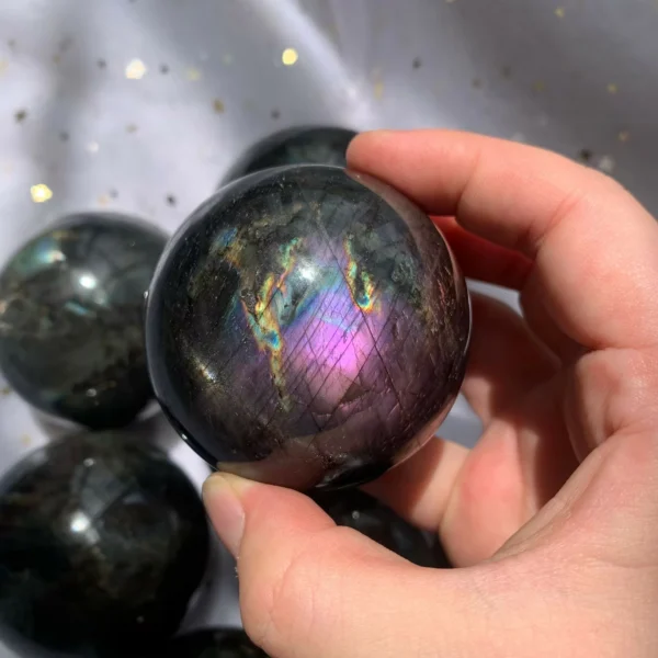 Labradorite Sphere Crystal Ball Wholesale Flash Orange Blue Purple Labradorite Stone