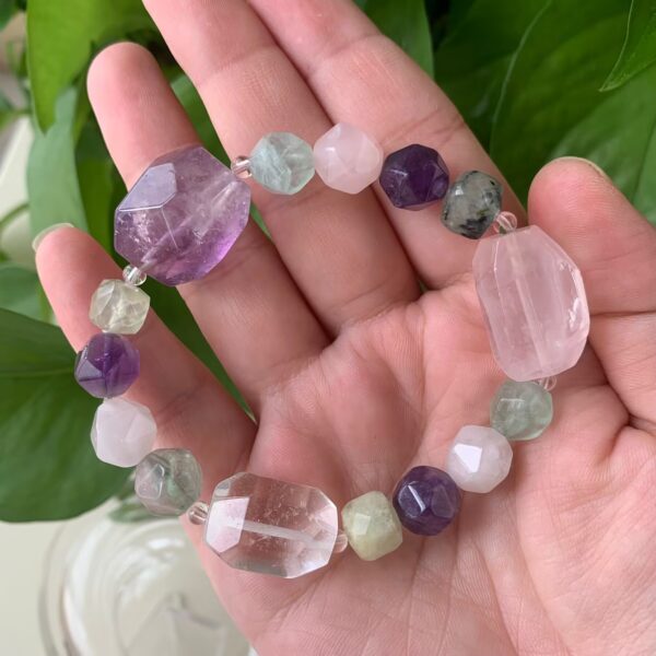 Healing Crystal Bracelet Amethyst and Rose Quartz Bracelet Free Shipping