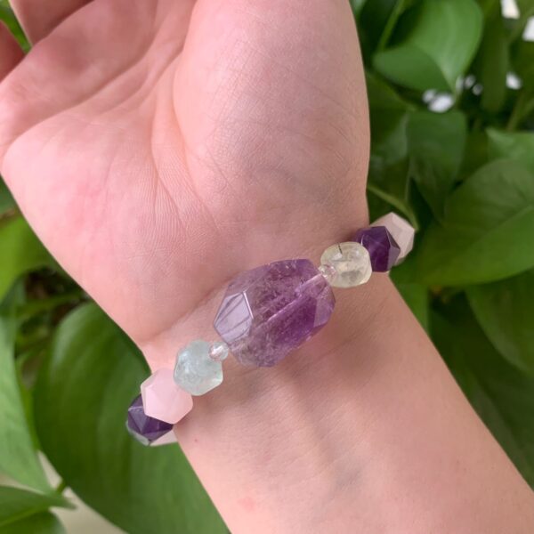 Healing Crystal Bracelet Amethyst and Rose Quartz Bracelet Free Shipping