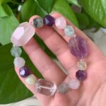 Healing Crystal Bracelet Amethyst and Rose Quartz Bracelet Free Shipping