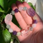 Healing Crystal Bracelet Amethyst and Rose Quartz Bracelet Free Shipping