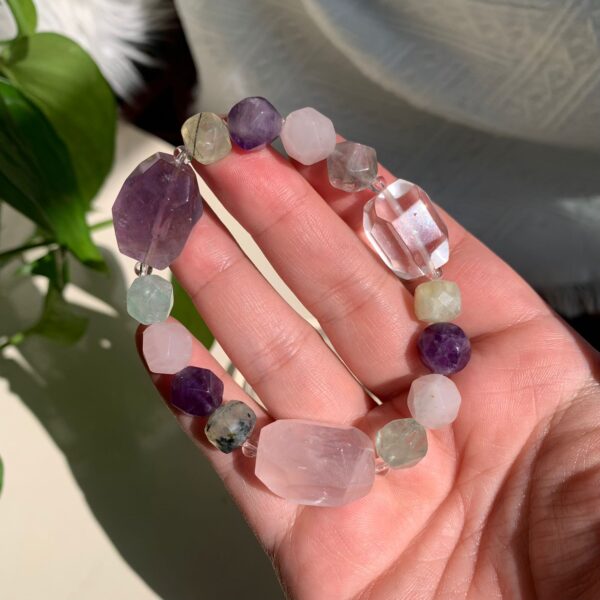Healing Crystal Bracelet Amethyst and Rose Quartz Bracelet Free Shipping