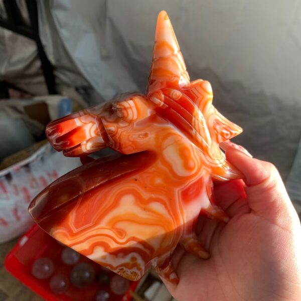Banded Carnelian Unicorn Statue 128mm Crystal Unicorns Free Shipping