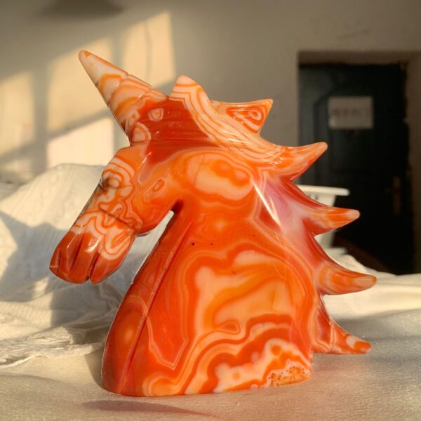 Banded Carnelian Unicorn Statue 128mm Crystal Unicorns Free Shipping