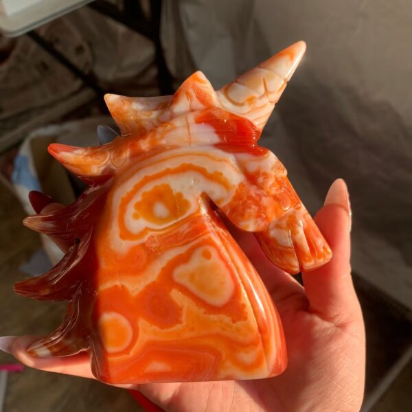 Banded Carnelian Unicorn Statue 128mm Crystal Unicorns Free Shipping
