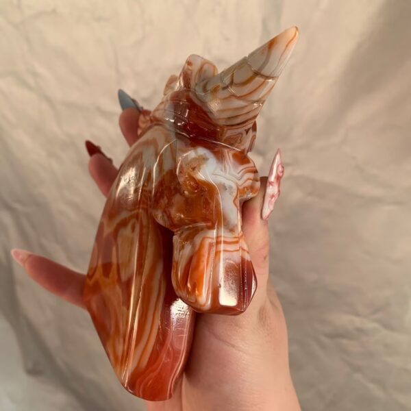Banded Carnelian Unicorn Statue 128mm Crystal Unicorns Free Shipping