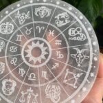 Selenite Charging Plate Zodiac Crystal Grid Astrology Calendar 5.8inch Free Shipping