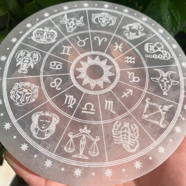 Big Selenite Plate With Zodic 6) (2)