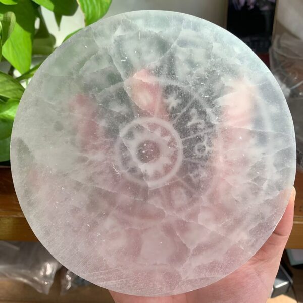 Selenite Charging Plate Zodiac Crystal Grid Astrology Calendar 5.8inch Free Shipping