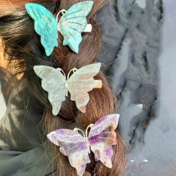Crystal Butterfly Hair Clip Mixed 3Pieces Healing Stone Hair Accessory & Gift Free Shipping