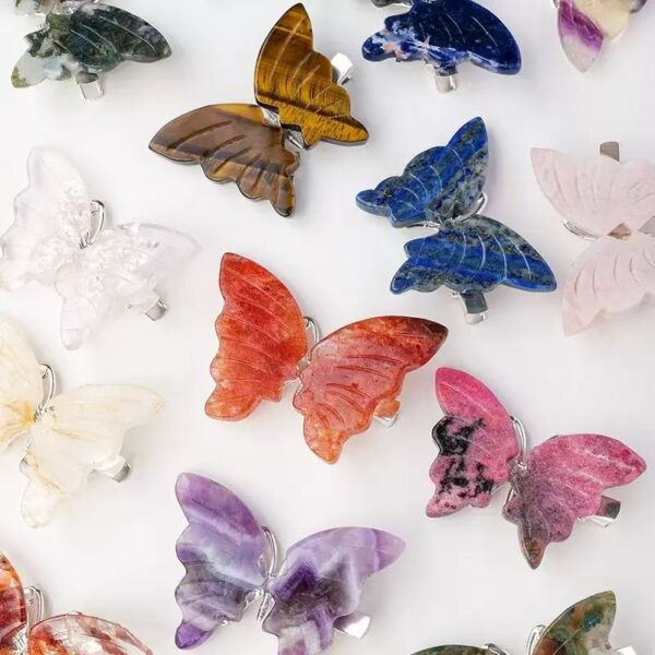 Crystal Butterfly Hair Clip Mixed 3Pieces Healing Stone Hair Accessory & Gift Free Shipping