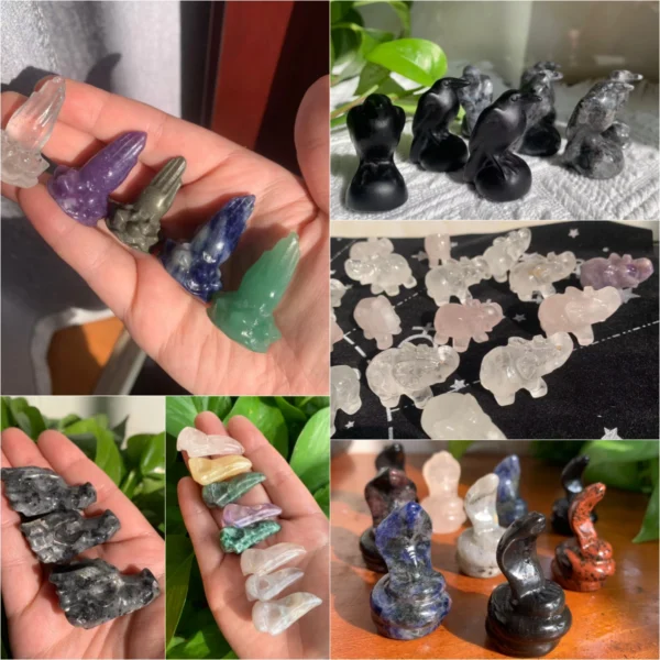Crystal Mystery Box Set of 5/10 Random Healing Stone Animal Figurines Free Shipping