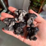 Silver Obsidian Elephant Adorable Crystal Elephant Figurine 1.4inch