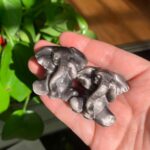 Silver Obsidian Elephant Adorable Crystal Elephant Figurine 1.4inch