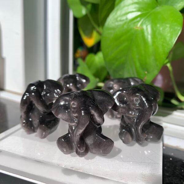 Crystal Elephant Silver Sheen Obsidian Elephant (7)