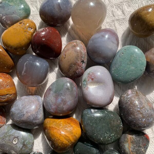 Crystal Tumbled Stones Ocean Jasper Bloodstone Mookaite Jasper Mexican Lace Agate Tumbled Crystal Mix Bulk