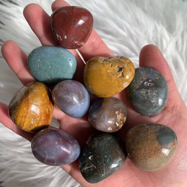 Crystal Tumbled Stones Ocean Jasper Bloodstone Mookaite Jasper Mexican Lace Agate Tumbled Crystal Mix Bulk