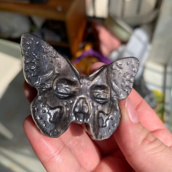 Unique Crystal Carvings Natural Labradorite Sunstone Moonstone Silver Obsidian Sculptures