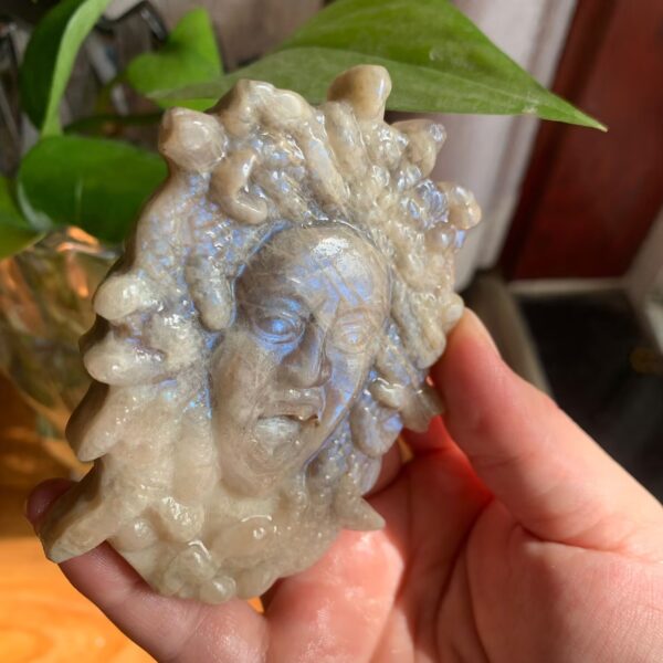 Unique Crystal Carvings Natural Labradorite Sunstone Moonstone Silver Obsidian Sculptures