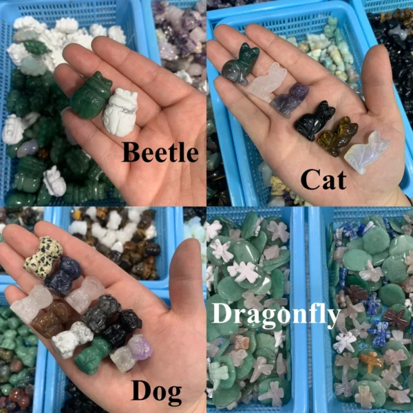 Bulk Mini Crystal Animal Free Shipping Tiny Natural Healing Stone Carvings for Collection & Crafts