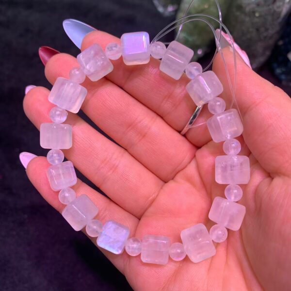 Rainbow Moonstone Bracelet Blue Flash Moonstone Bracelet Healing Crystal Jewelry Free Shipping
