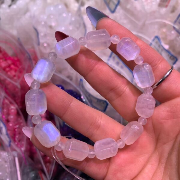 Rainbow Moonstone Bracelet Blue Flash Moonstone Bracelet Healing Crystal Jewelry Free Shipping