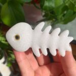 Natural Crystal Fish Bone White Jade Fish Skeleton 3.1inch Free Shipping