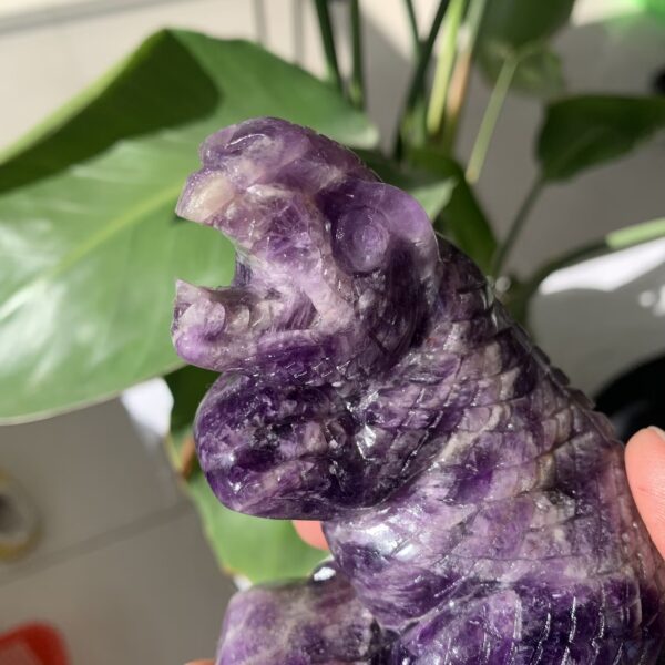Big Amethyst Tyrannosaurus Crystal Statue Animal Hand Carved Crystal Dinosaur Gift
