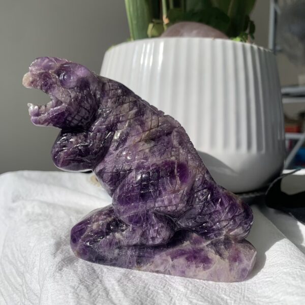 Big Amethyst Tyrannosaurus Crystal Statue Animal Hand Carved Crystal Dinosaur Gift
