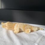 Natural Crystal Crocodile Sculpture Banded Calcite Animal Healing Stone Decoration Free Shipping