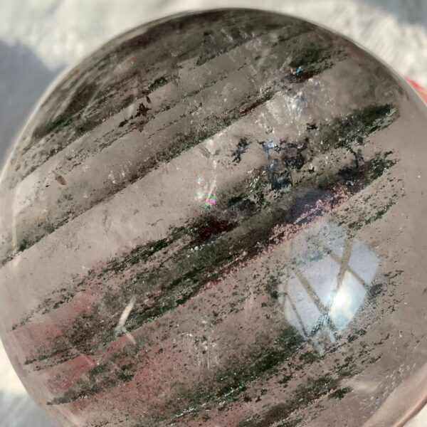 Garden Quartz Sphere Green Phantom Quartz Crystal Rainbow Lodolite Chlorite Quartz 144mm Free Shipping