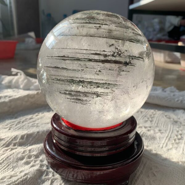 Garden Quartz Sphere Green Phantom Quartz Crystal Rainbow Lodolite Chlorite Quartz 144mm Free Shipping