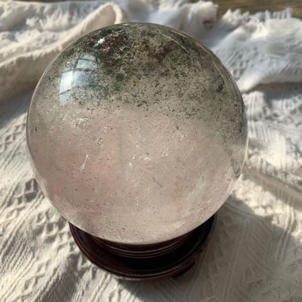 Garden Quartz Sphere Green Phantom Quartz Crystal Rainbow Lodolite Chlorite Quartz 144mm Free Shipping