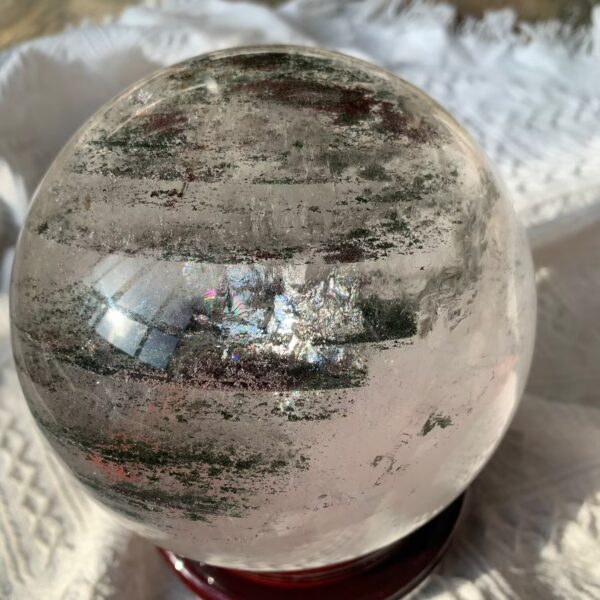 Garden Quartz Sphere Green Phantom Quartz Crystal Rainbow Lodolite Chlorite Quartz 144mm Free Shipping