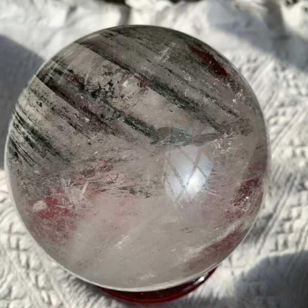 Garden Quartz Sphere Green Phantom Quartz Crystal Rainbow Lodolite Chlorite Quartz 144mm Free Shipping