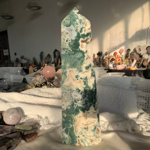 Large Moss Agate Tower (6)