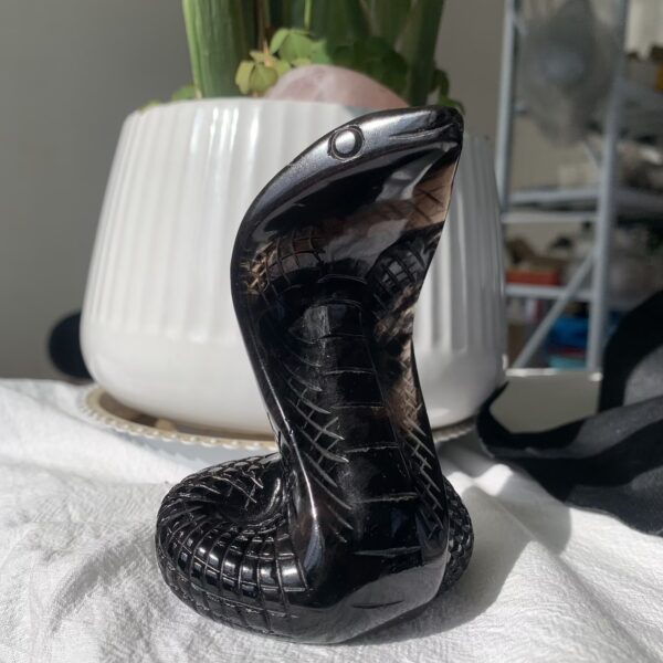 Crystal Cobra Statue Hand Carved Crystal Cobra Midnight Lace Obsidian Crystal Snake