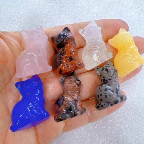 Mini Crystal Cat Animal Rose Quartz Cat Obsidian Desk Crystal Cat Decor
