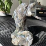 Crystal Dolphin Figurine Healing Moss Agate Dolphin Gift For Home Decor
