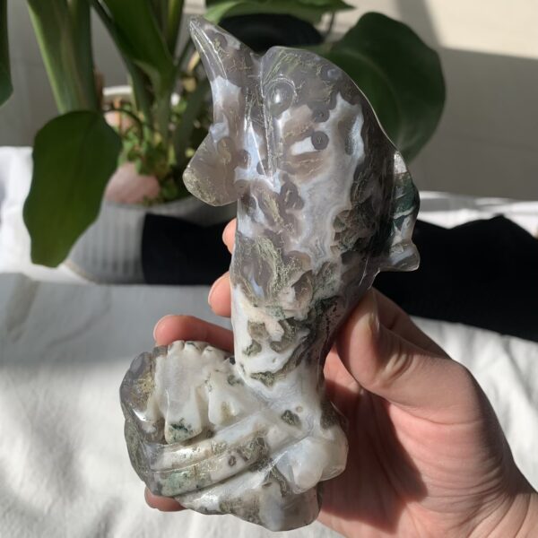 Crystal Dolphin Figurine Healing Moss Agate Dolphin Gift For Home Decor