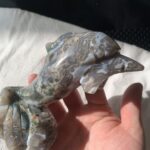Crystal Dolphin Figurine Healing Moss Agate Dolphin Gift For Home Decor