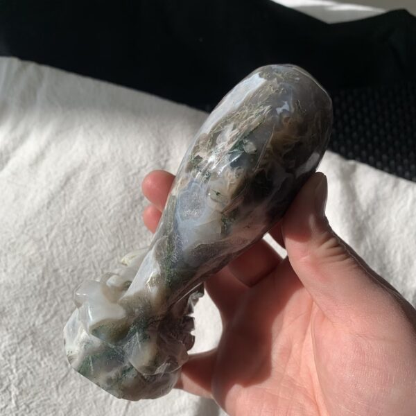 Crystal Dolphin Figurine Healing Moss Agate Dolphin Gift For Home Decor