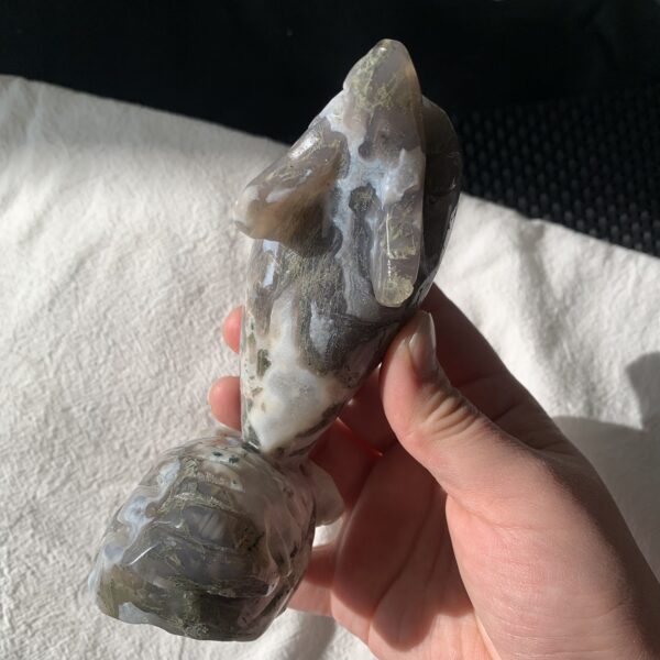 Crystal Dolphin Figurine Healing Moss Agate Dolphin Gift For Home Decor