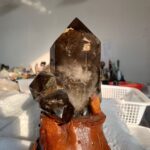 Natural Smoky Quartz Cluster On Wooden Base Large Grounding & Cleansing Crystal for Home & Meditation